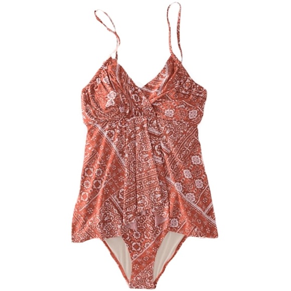 Garnet Hill Ruched Overlay One‎ Piece Swimsuit 12